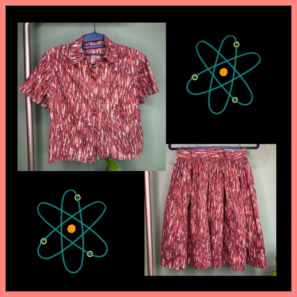 Vintage 50’s Cute and Flirty Summer-Skirt Blouse Set